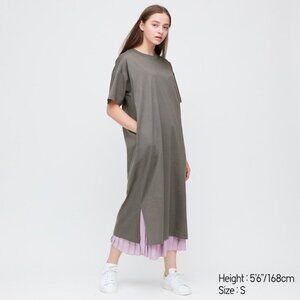 Uniqlo Short-sleeved Long T shirt Dress in Mercerized Cotton